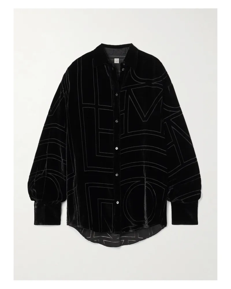 Totême Hemd Aus Devoré-samt - Schwarz Schwarz