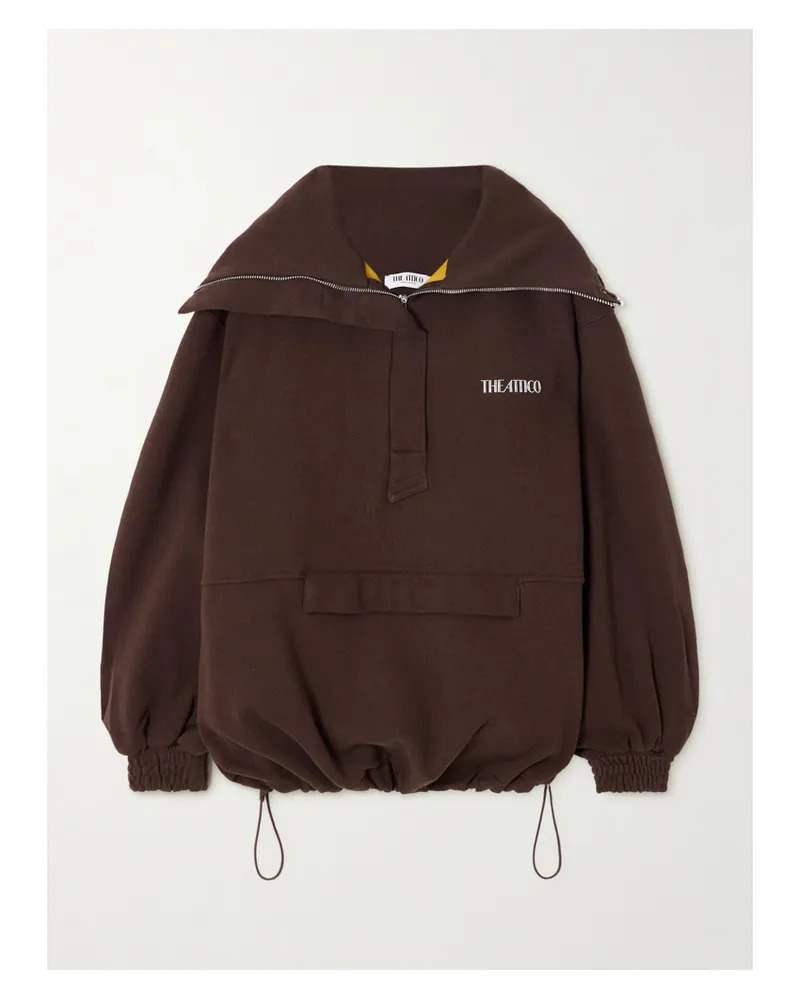 ATTICO Oversized-sweatshirt Aus Baumwoll-jersey Mit Stickerei - Braun Braun