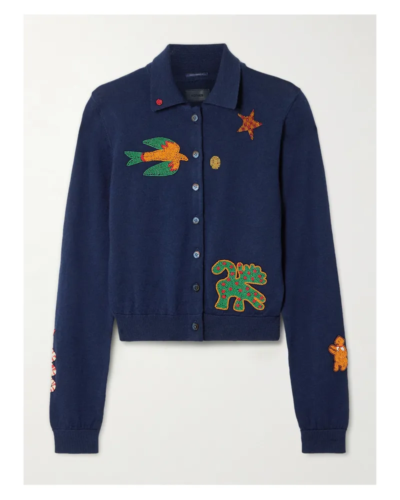 Mother The Racquet Bead-embellished Wool Cardigan - Blue Blue