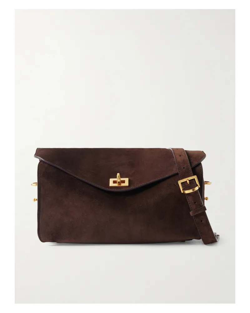 Balenciaga Paris Vii Suede Shoulder Bag - Brown Brown
