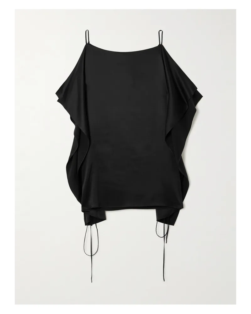 The Row Koray Oberteil Aus Seidensatin Mit Falten - Schwarz Schwarz