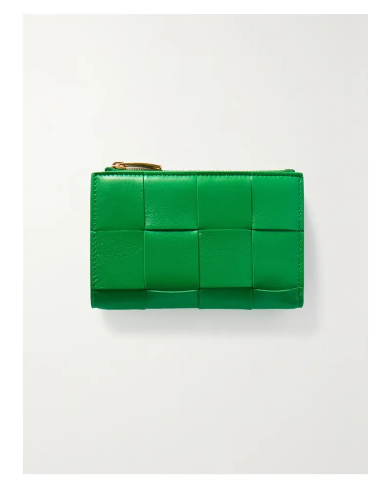 Bottega Veneta Cassette Portemonnaie Aus Intrecciato-leder - Grün Grün