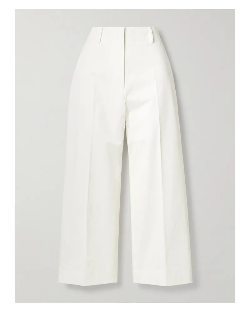Proenza Schouler Amara Verkürzte Hose Mit Weitem Bein Aus Twill Aus Einer Baumwollmischung - Weiß Weiß