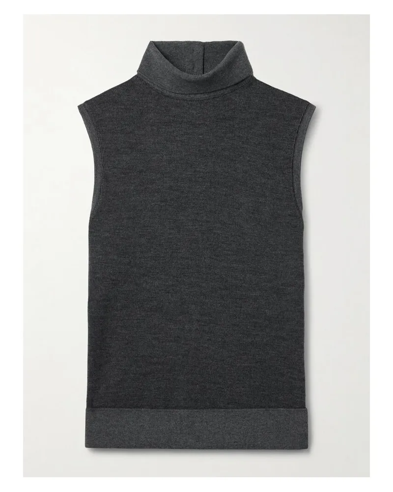 Proenza Schouler Sandrine Pullunder Aus Einer Gerippten Baumwollmischung Mit Stehkragen - Grau Grau