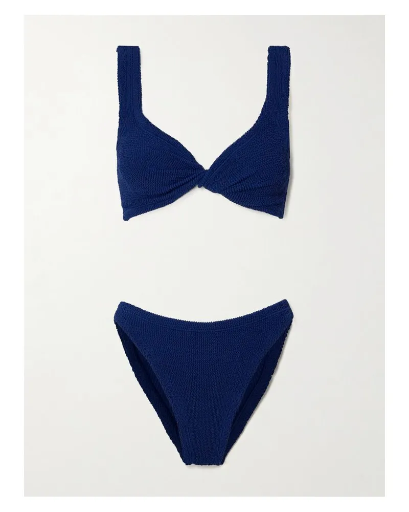 Hunza G Juno Bikini Aus Seersucker Mit Twist-detail - Blau Blau
