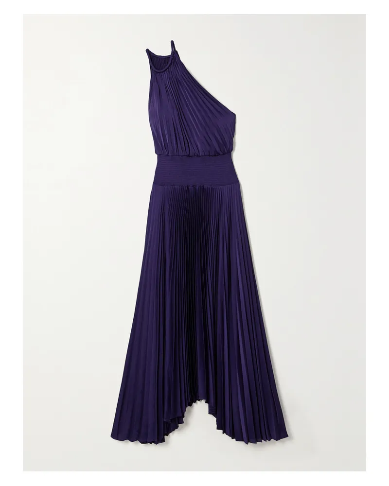 A.L.C. Rugby Asymmetrisches Midikleid Aus Plissiertem Satin - Lila Lila