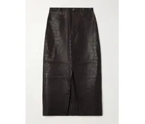 The Midaxi Midirock Aus Leder Mit Krokodileffekt - Braun