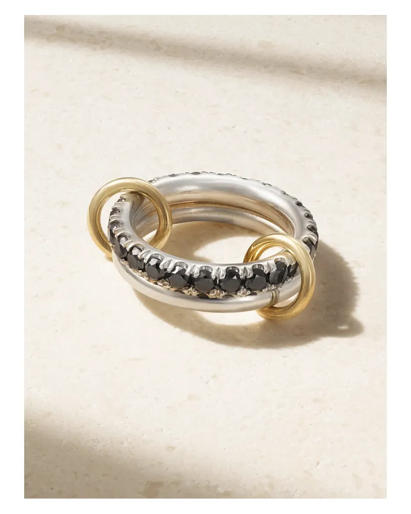 Spinelli Kilcollin Enzo Set Aus Zwei Ringen Aus 18 Karat Gold Und Sterlingsilber Mit Diamanten Silber