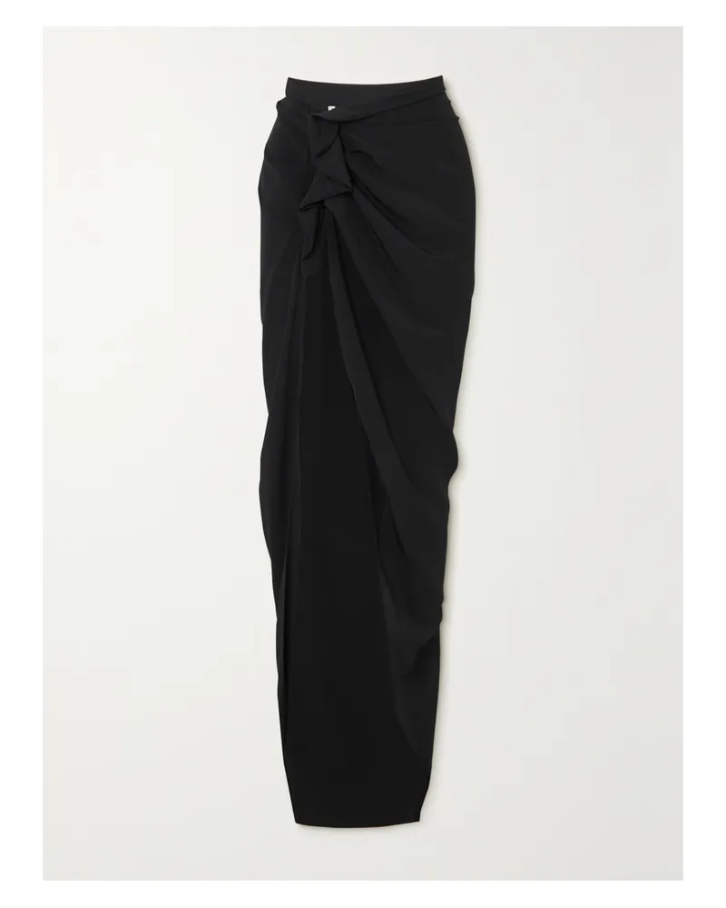 Rick Owens Asymmetrischer Maxirock Aus Crêpe Mit Raffungen - Schwarz Schwarz