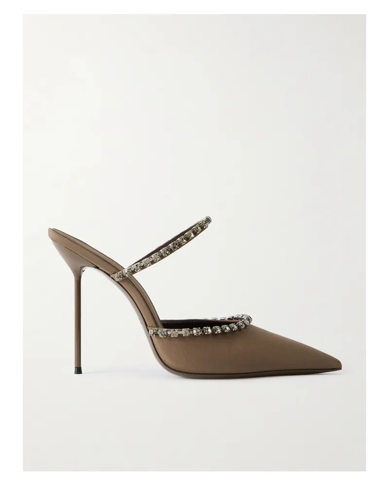 Paris Texas Lidia Crystal-embellished Crepe Pumps - Brown Brown