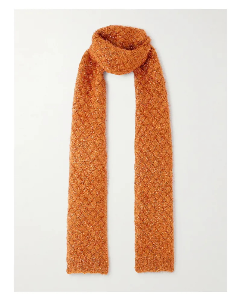 Dries van Noten Schal Aus Einer Metallic-wollmischung - Orange Orange