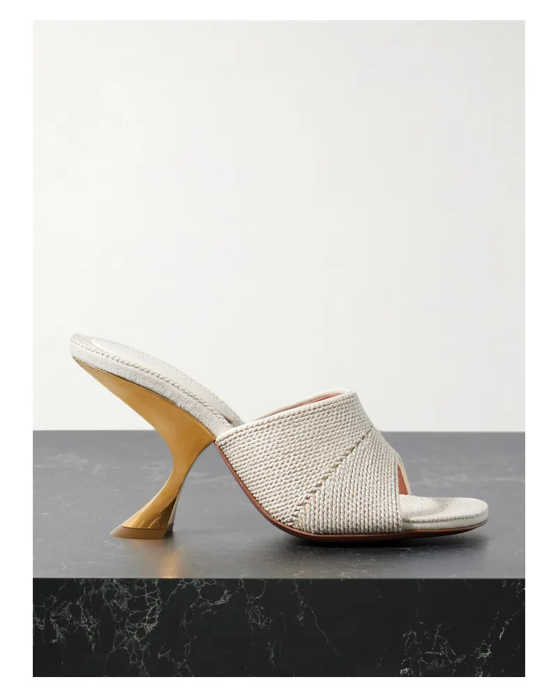 Amina Muaddi Taylor Mules Aus Canvas - Neutral Neutral