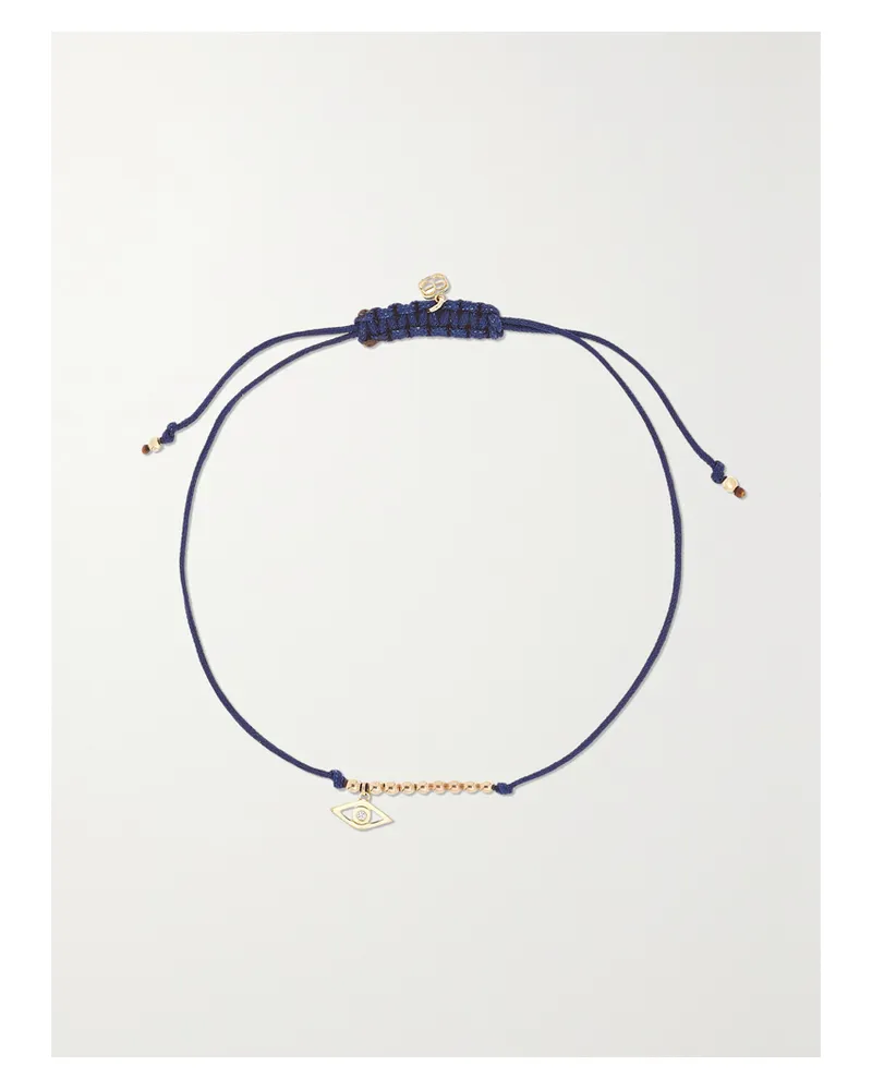 Sydney Evan Evil Eye Kordelarmband Mit Diamant Und Details Aus 14 Karat Gold - Blau Blau