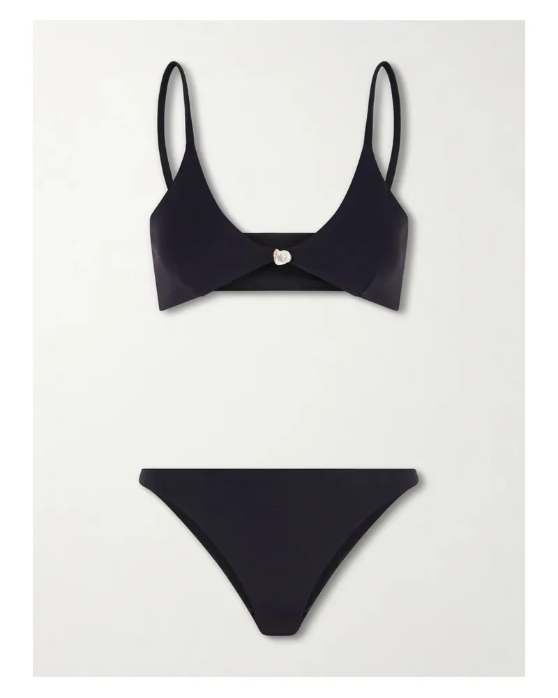Sara Cristina Luna Pearl-embellished Bikini - Black Black