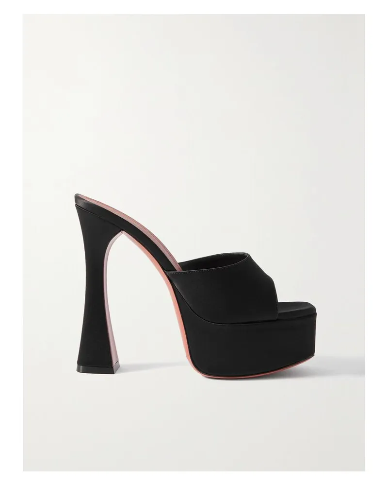 Amina Muaddi Dalida Plateau-mules Aus Satin - Schwarz Schwarz