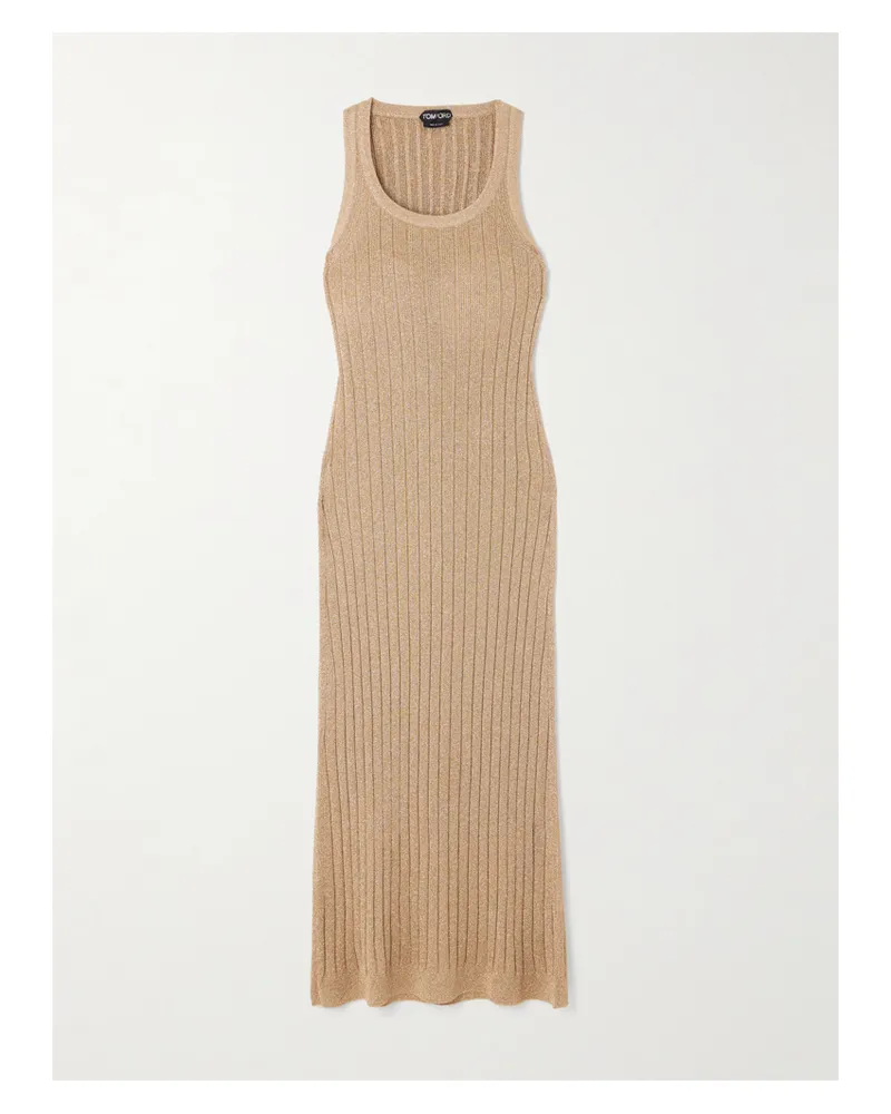 Tom Ford Midikleid Aus Metallic-rippstrick - Neutral Neutral