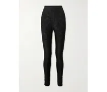 Leggings Aus Bouclé Mit Jacquard-muster - Schwarz