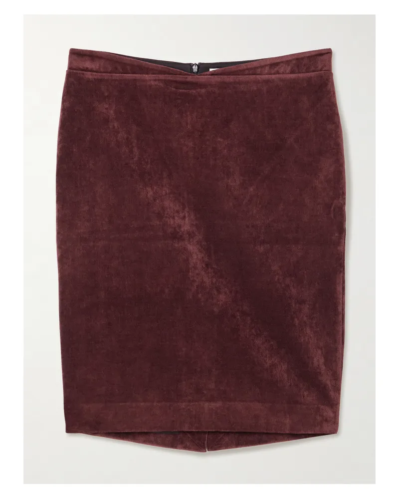 SHUSHU/TONG Crushed-velvet Mini Skirt - Burgundy Burgundy