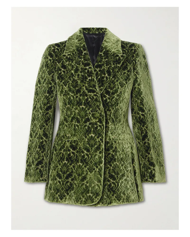 Burberry Blazer Aus Samt Mit Jacquard-muster - Grün Grün