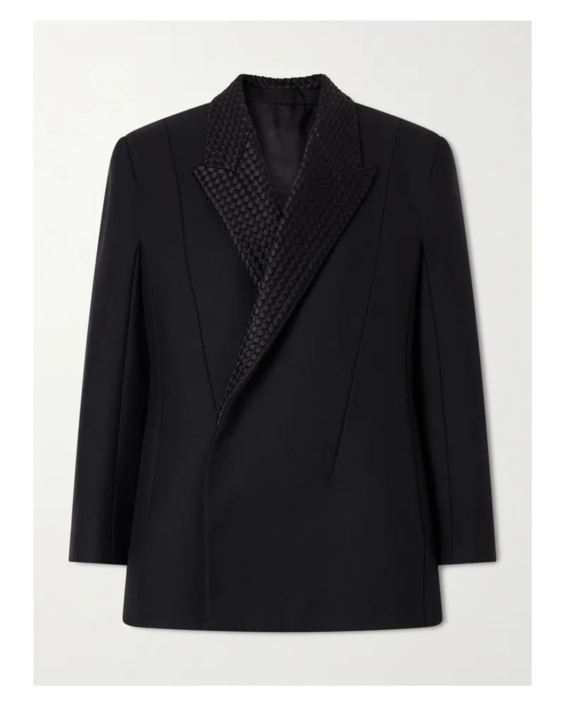 Bottega Veneta Intrecciato Satin-trimmed Wool And Mohair-blend Blazer - Black Black