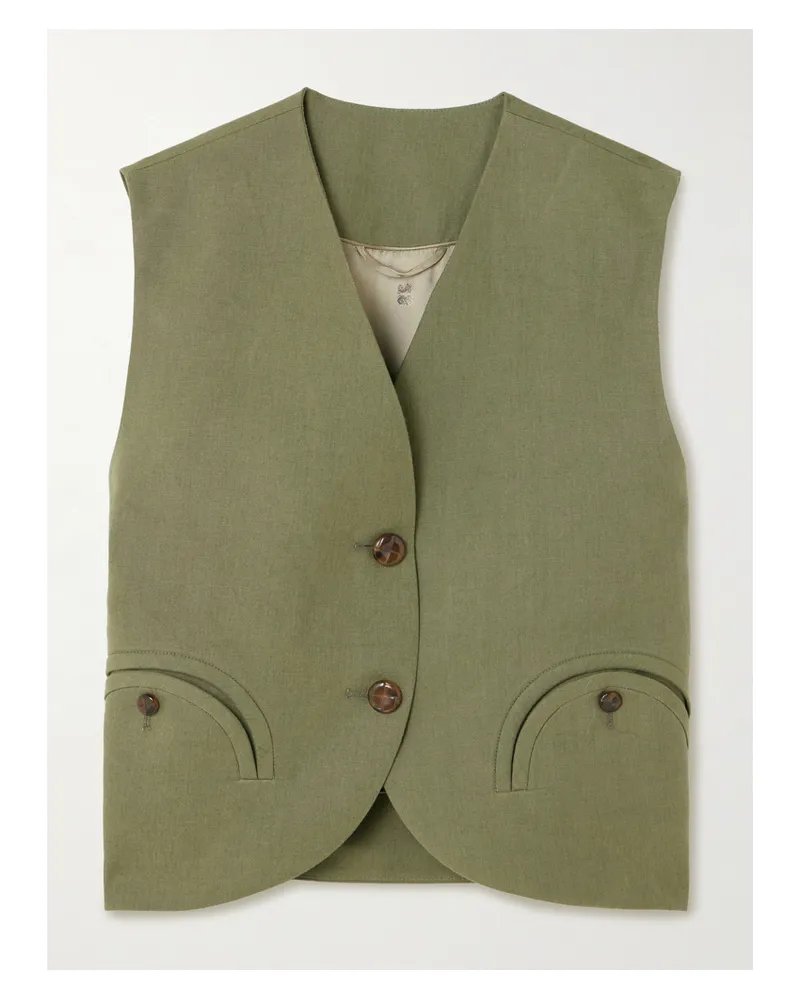 Blazé Milano Midday Sun Linen Vest - Green Green