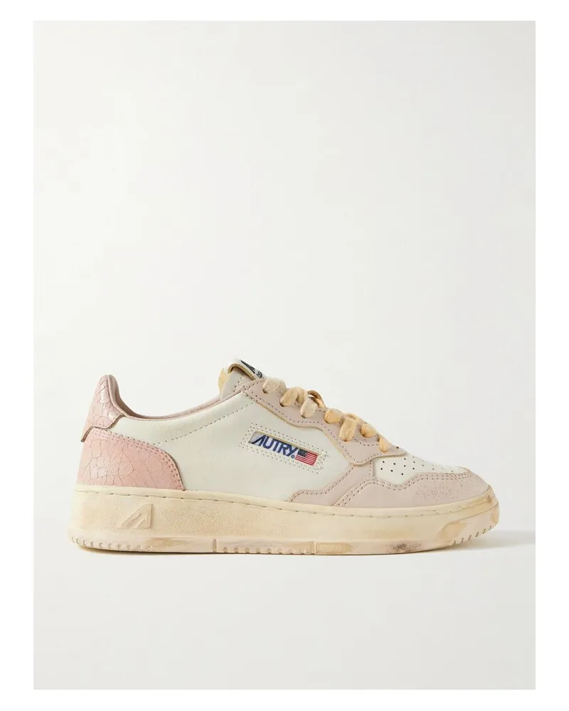 AUTRY Super Vintage Sneakers Aus Leder In Distressed-optik - Pink Pink