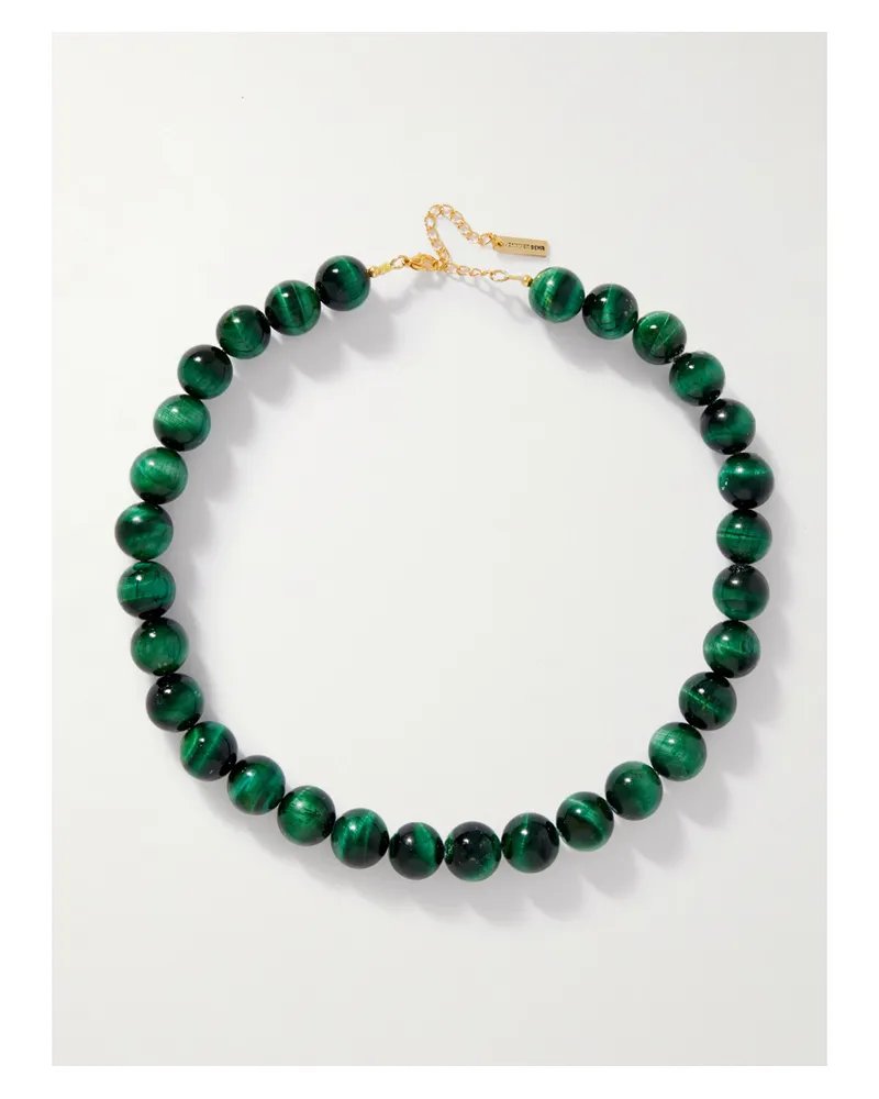 Jennifer Behr Wanda Gold-tone Tiger's Eye Necklace - Green Green