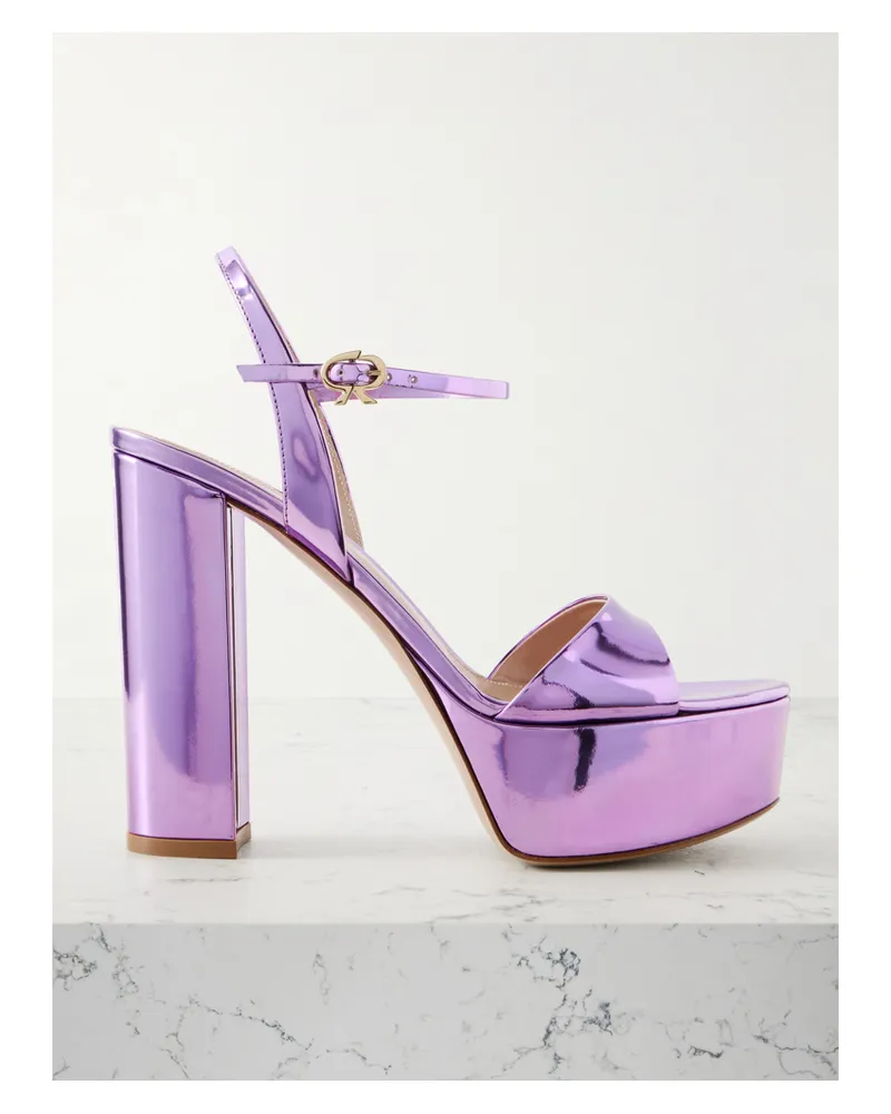 Gianvito Rossi Marlena 85 Mirrored-leather Platform Sandals - Purple Purple