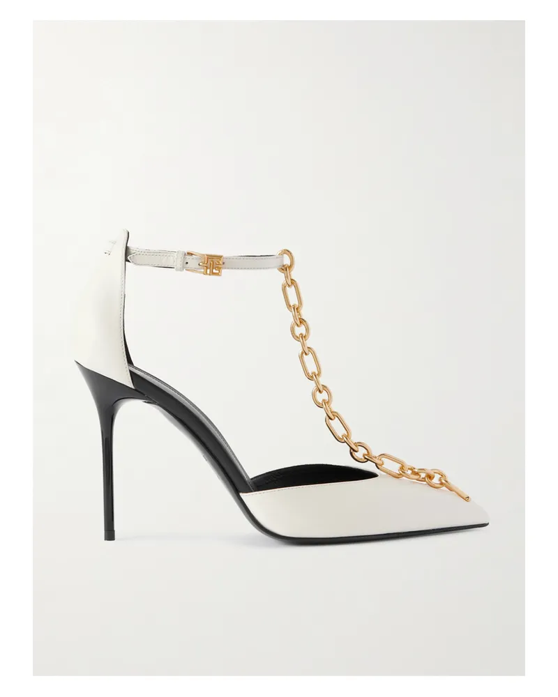 Balmain Pumps Aus Leder Mit Kette - Elfenbein Elfenbein
