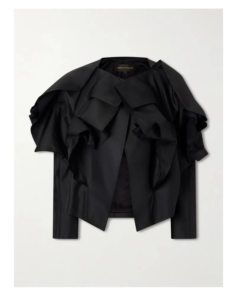 Comme des Garçons Ruffled Frayed Gabardine Jacket - Black Black