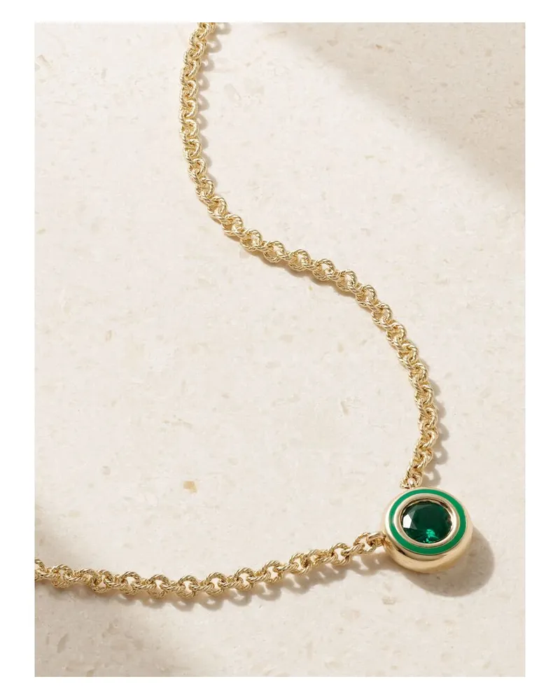 Alison Lou Madison Kette Aus 14 Karat Gold Mit Smaragd Und Emaille - Grün Grün