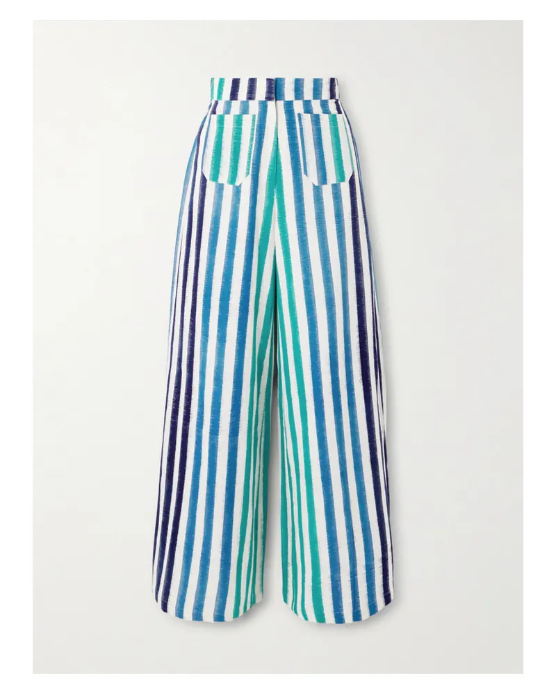 Emporio Sirenuse Adele Hose Mit Weitem Bein Aus Gestreifter Baumwolle - Blau Blau