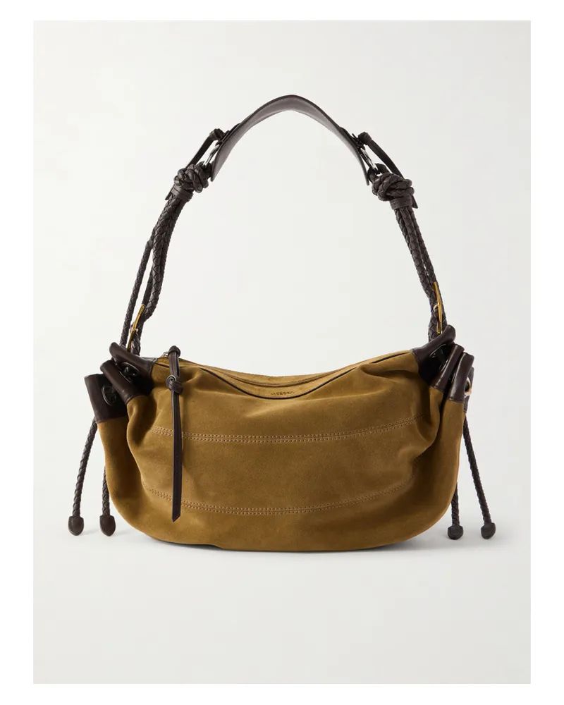 Isabel Marant Maia Leather-trimmed Suede Shoulder Bag - Brown Brown