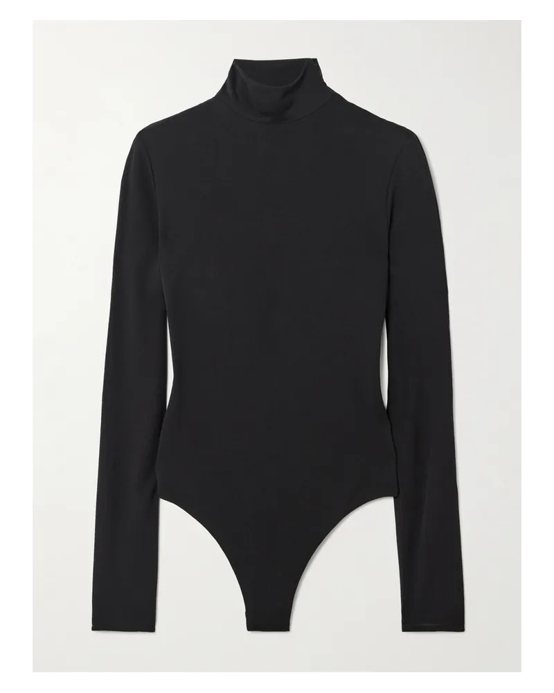 Alaïa Open-back Jersey Turtleneck Bodysuit - Black Black