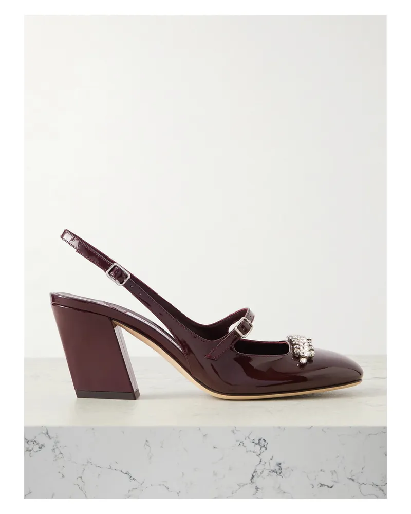 Jimmy Choo Belinda 70 Slingback-pumps Aus Lackleder Mit Kristallen - Burgunder Burgunder