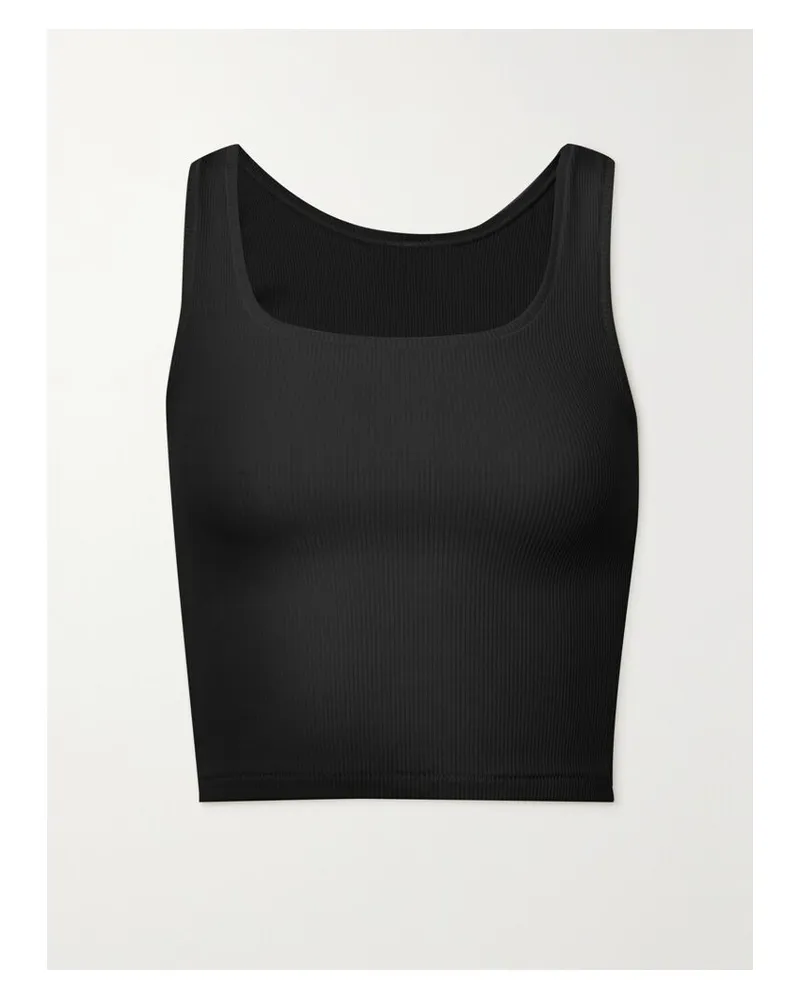 SKIMS Cotton Rib Tank – Soot – Tanktop Aus Geripptem Jersey Aus Einer Baumwollmischung - Schwarz Schwarz