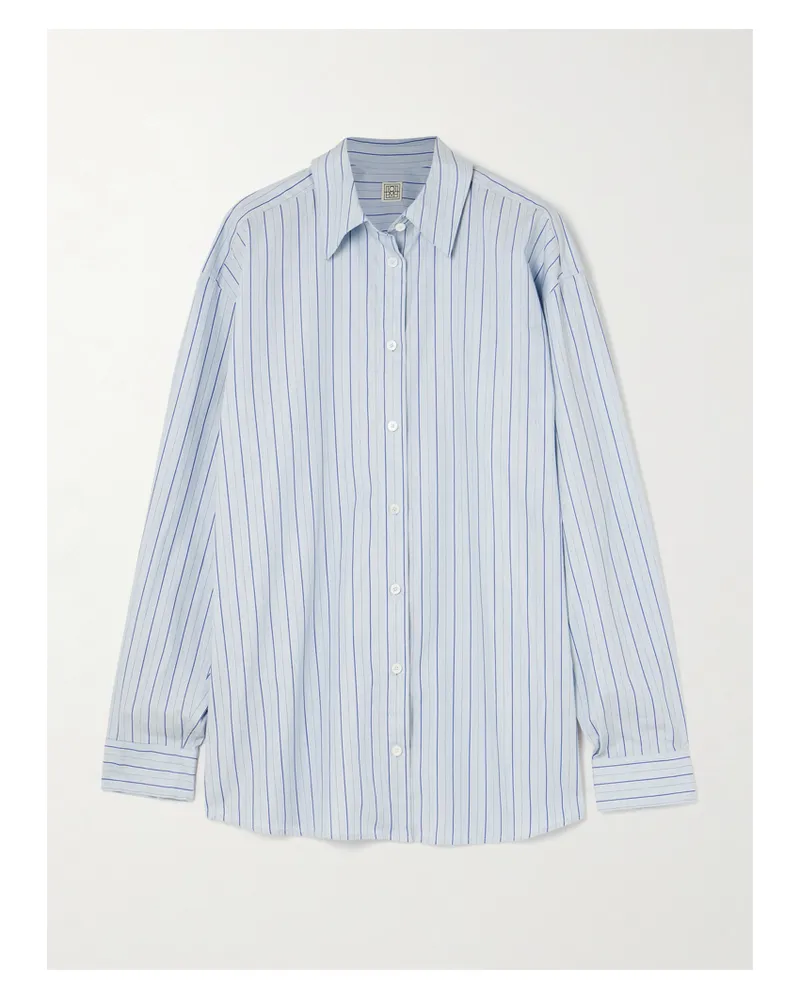 Totême Hemd Aus Gestreifter Baumwollpopeline - Blau Blau