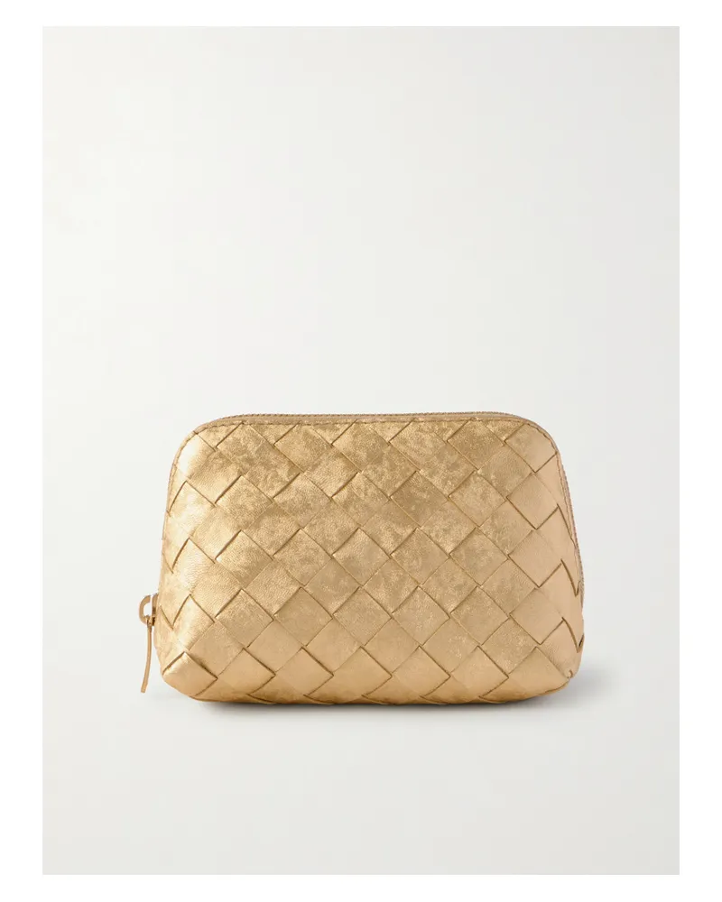 Bottega Veneta Beutel Aus Metallic-intrecciato-leder In Distressed-optik - Gold Gold