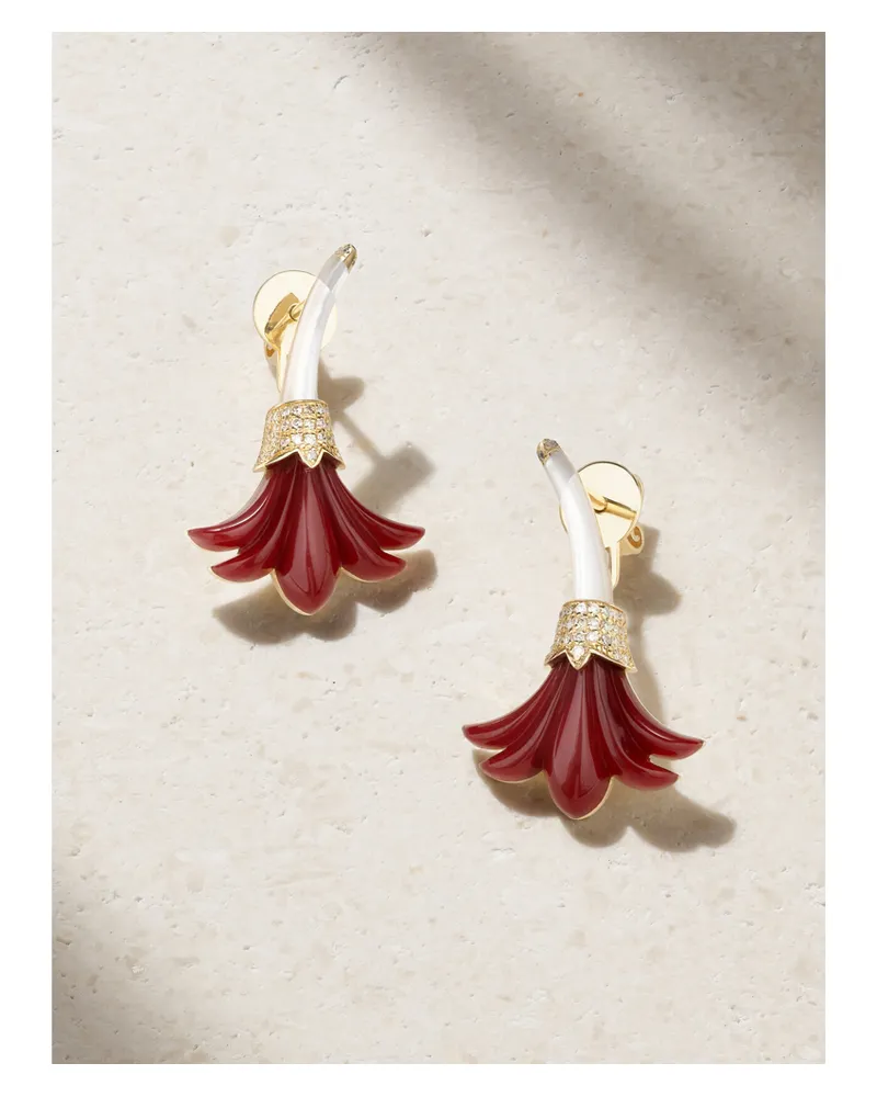 L’Atelier Nawbar Big Flower Ohrringe Aus 18 Karat Gold Mit Mehreren Steinen Gold