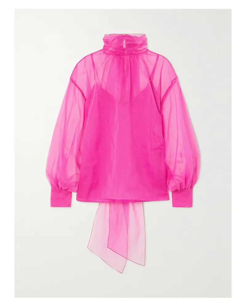 Valentino Garavani Schluppenbluse Aus Seidenorganza - Pink Pink