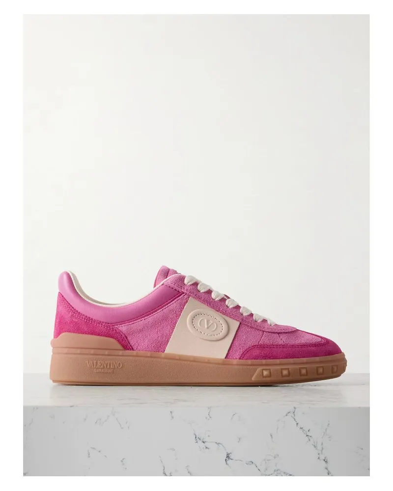 Valentino Garavani Upvillage Sneakers Aus Veloursleder Mit Lederbesätzen Und Prägung - Pink Pink