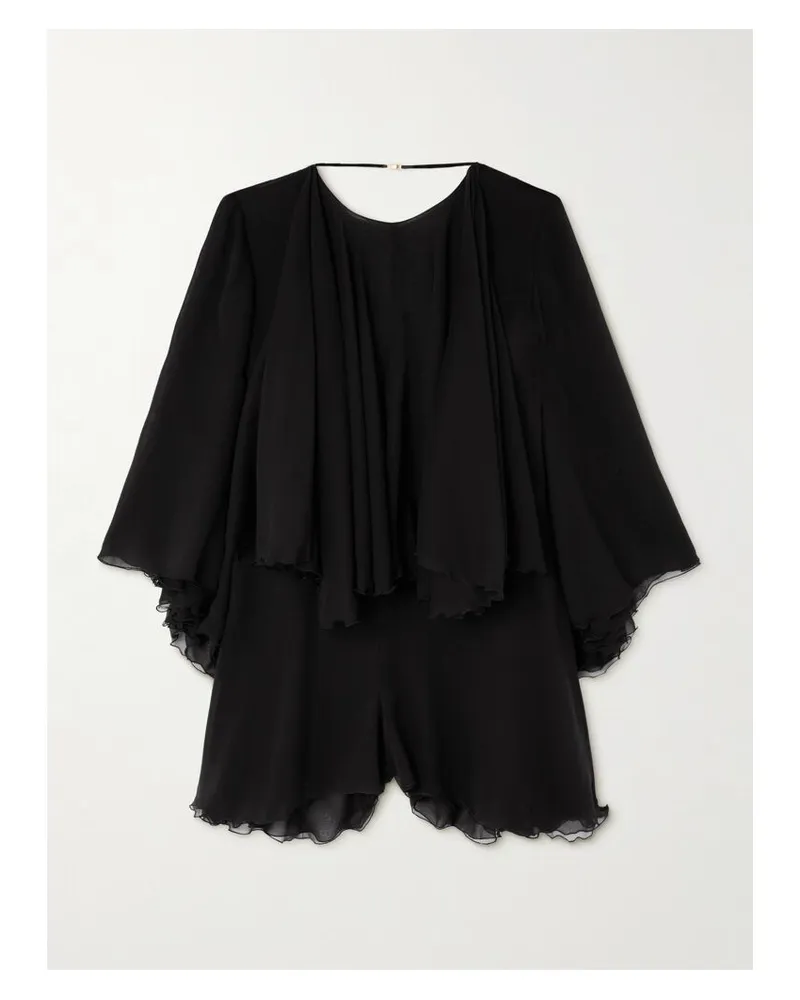 Saint Laurent Playsuit Aus Seiden-crêpe - Schwarz Schwarz