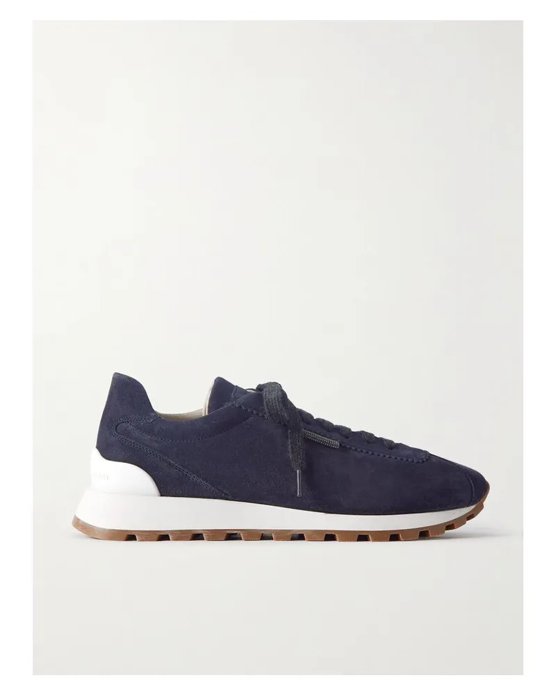 Brunello Cucinelli Sneakers Aus Veloursleder Mit Zierperlen - Blau Blau