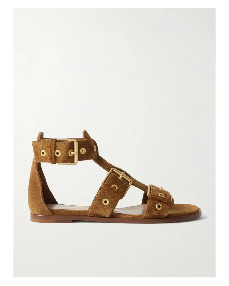 Gianvito Rossi Sandalen Aus Veloursleder Mit Schnallen - Braun Braun