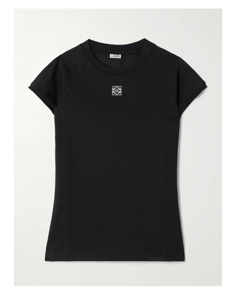 Loewe Anagram Embroidered Cotton-blend Jersey T-shirt - Black Black