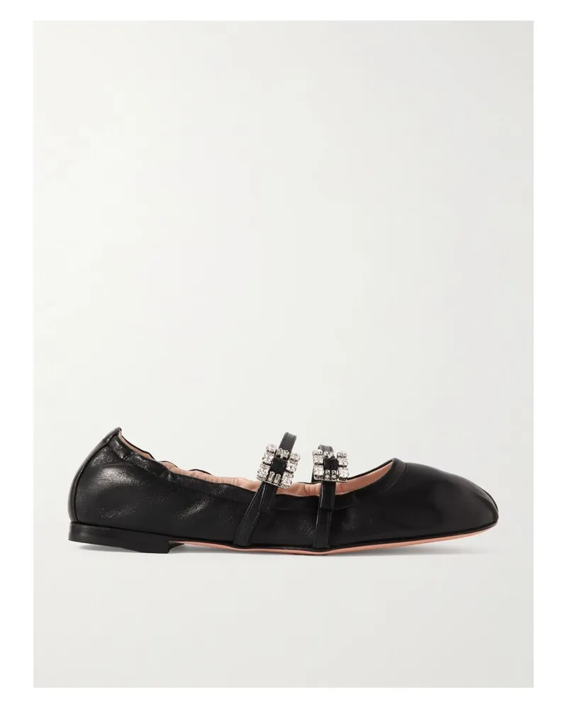 Roger Vivier Flache Schuhe Aus Leder Mit Kristallen - Schwarz Schwarz