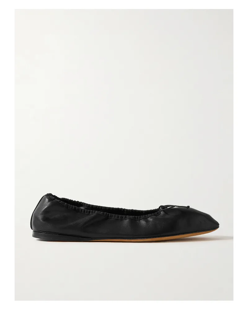 The Row Awar Grosgrain-trimmed Leather Ballet Flats - Black Black