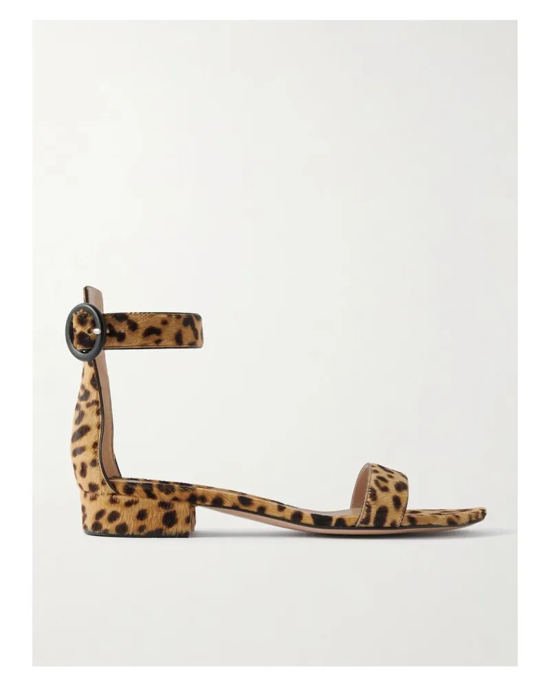 Gianvito Rossi Portofino 20 Sandalen Aus Leder In Ponyhaaroptik Mit Leopardenprint - Animal-Print Animal-print