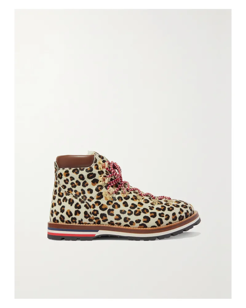 Moncler Blanche Shearling-lined Calf Hair Ankle Boots - Animal print Animal