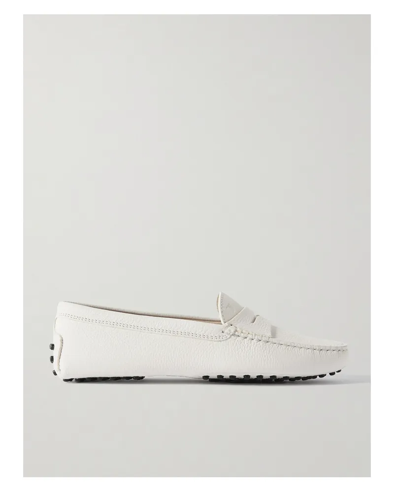 TOD'S Gommino Textured-leather Loafers - White White